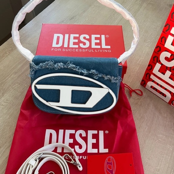 Diesel Blue and White Crossbody Bag